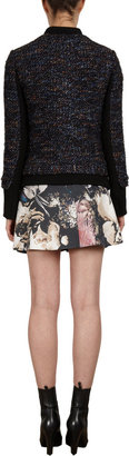 Thakoon Leather-Inset Pleated Mini Skirt