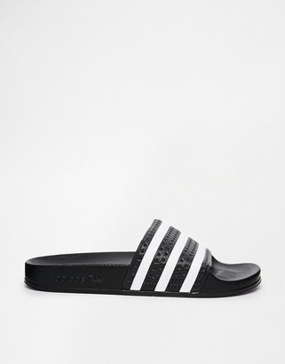 adidas Adilette Black & White Stripe Slider Sandals