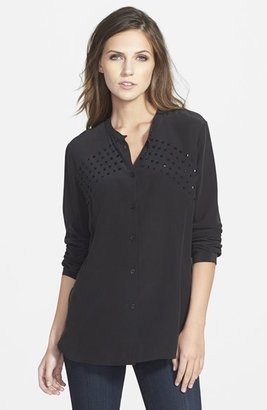 Paige Denim 'Adrianna' Embellished Silk Shirt