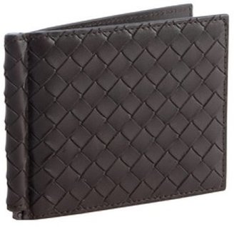 Bottega Veneta ebony intrecciato leather bi-fold clip wallet