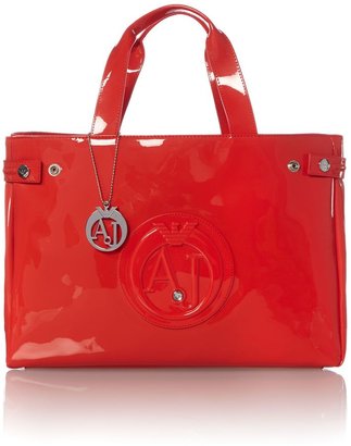 Armani Jeans Red large patent tote bag