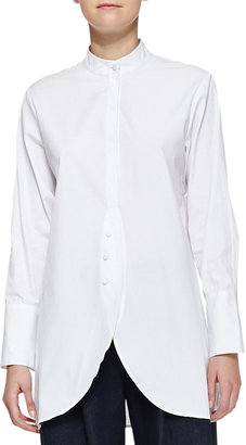Adam Lippes Poplin Shirt with Placket, White