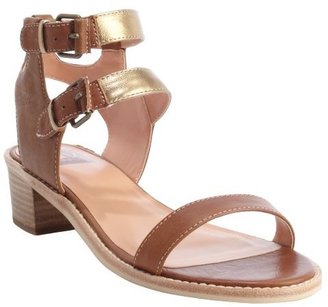 Dolce Vita DV by cognac and gold leather 'Zinc' double buckle sandals