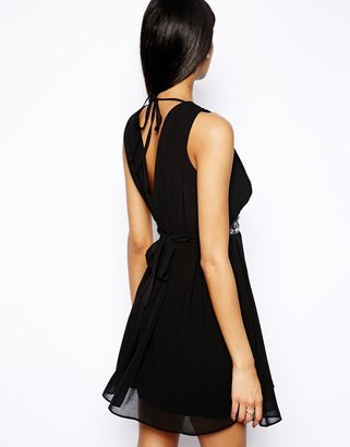 TFNC Halterneck Dress with Cut Out and Embellished Waistband
