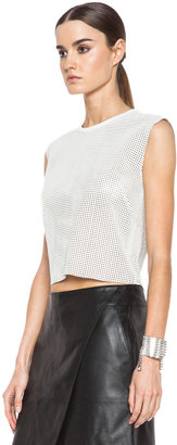 Helmut Lang Sift Leather Top in Optic White