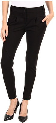 Tibi Ponte Pleated Seamed Pant w/ Back Ankle Zip