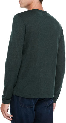 Neiman Marcus Superfine Cashmere Crewneck Sweater, Dark Green