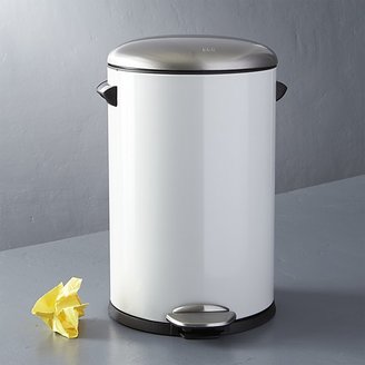 Crate & Barrel Round White 3-Gallon Step Trash Can with Stainless Steel Lid