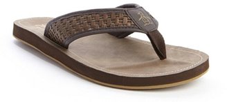 Original Penguin brown leather straw weaved thong strap sandals