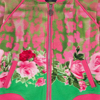 Miss Blumarine Full zip flower-printed light fleece sweatshirt