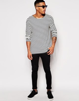ASOS Stripe Long Sleeve T-Shirt With Boat Neck