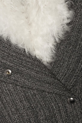 Belstaff Ayers convertible shearling-trimmed tweed biker jacket