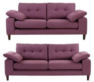 Debenhams Set of large and small purple 'Turner' sofas with dark wood feet