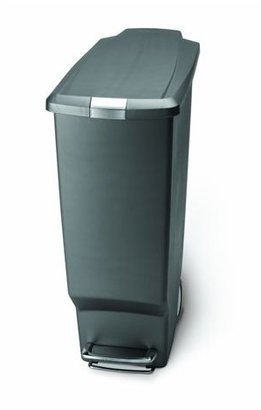 Simplehuman Slim Plastic Step Trash Can, Grey Plastic, 40 L / 10.6 Gal