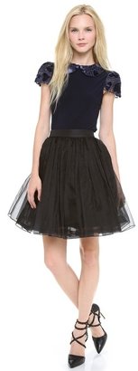 Alice + Olivia Marti Collar Top with Pleated Sleeves