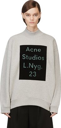 Acne Studios Grey Velvet Logo Beta Sweatshirt