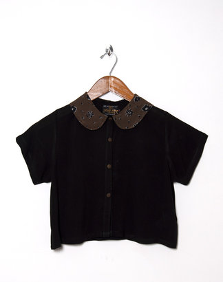 Motel Rocks Motel Vintage Andy Collared Crop Blouse 0119 ONE SIZE