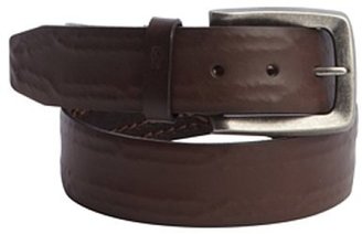 John Varvatos brown leather large silvertoned buckle belt