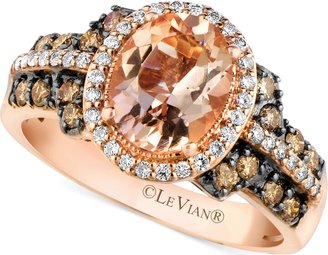 LeVian Peach Morganite (1-3/8 ct. t.w.) and Diamond (1/2 ct. t.w.) Ring in 14k Rose Gold, Created for Macy's
