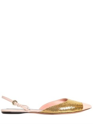 Rochas 10mm Sequined Patent & Suede Flats