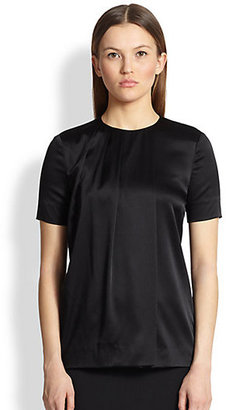 Burberry Pleated Stretch Silk Blouse