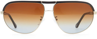 Ermenegildo Zegna Metal & Acetate Aviator Sunglasses, Navy