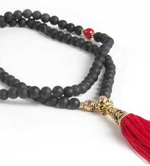 Profound Aesthetic Black Onyx Necklace w/ Red Tassle