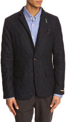 Scotch & Soda Quilted Wool Navy Blue Jacket