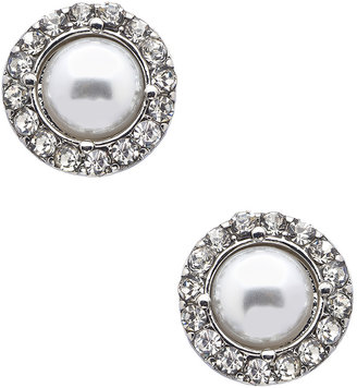 Blu Bijoux Round Crystal Pearl Earrings