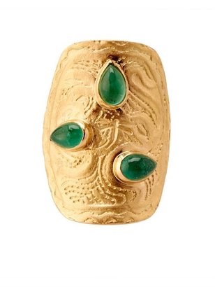 AUR?LIE BIDERMANN FINE JEWELLERY Tribal emerald & yellow-gold ring
