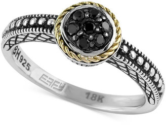 Effy Balissima by Black Diamond Ring (1/8 ct. t.w.) in Sterling Silver and 18k Gold