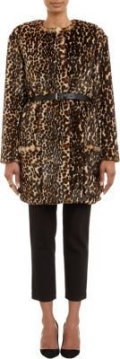 Nina Ricci Leopard-Print Faux-Fur Belted Coat