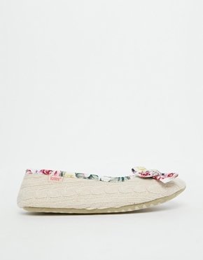 totes Floral Ballet Slippers - Oatmeal