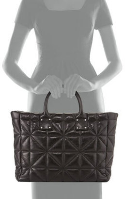 Milly Avery Quilted Lambskin Tote Bag, Black