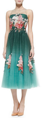 Sachin + Babi NOIR Tea-Length Floral Appliqué Dress