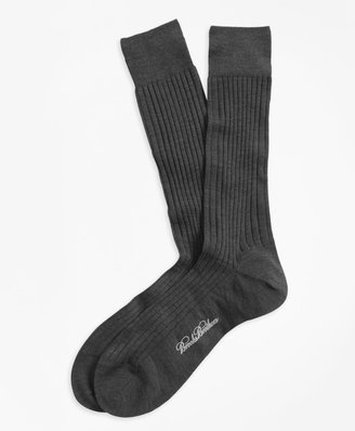 Brooks Brothers Merino Wool Ribbed Crew Socks