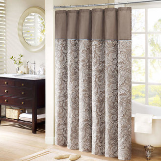 Madison Park Whitman Shower Curtain Pieced with Faux Dupioni