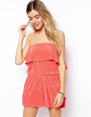 ASOS Frill Bandeau Towelling Beach Playsuit