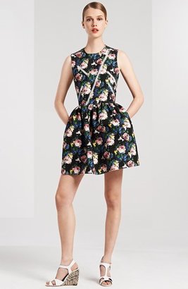 MSGM Zip Detail Rose Print Dress