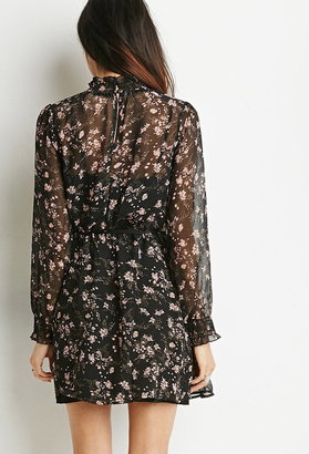 Forever 21 Contemporary Floral Chiffon High-Neck Dress