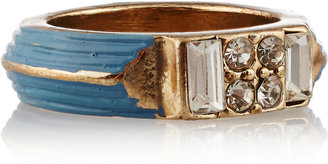 Lulu Frost Halo gold-tone enamel and crystal ring