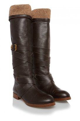 Chloé Leather Buckled Knee High Boots