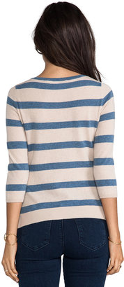 Autumn Cashmere 3/4 Sleeve Striped Sweater
