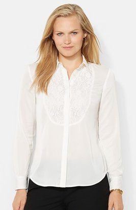 Lauren Ralph Lauren Lace Bib Shirt (Plus Size)
