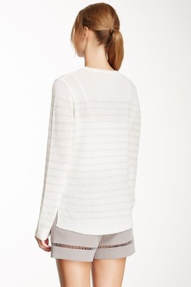 Rebecca Taylor Cashmere Striped Hi-Lo Pullover Sweater