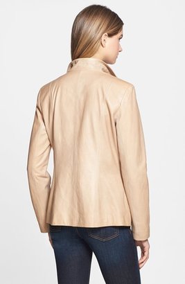 Cole Haan Leather Wing Collar Coat (Petite)