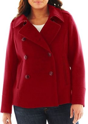JCPenney jcp Wool-Blend Pea Coat - Plus