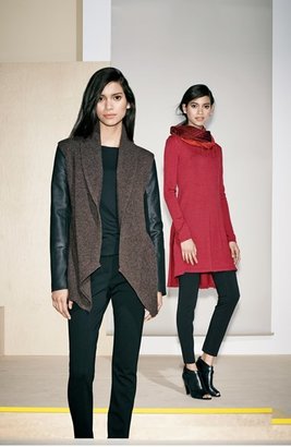 Eileen Fisher Leather Sleeve Merino Lambswool Jacket (Regular & Petite)