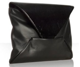 Bodhi black leather 'Harmony' oversized envelope clutch