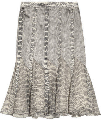 Jason Wu Snake-print silk-satin and chiffon skirt